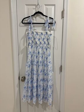 Altar’d State Blue and White Floral Midi Dress